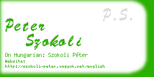 peter szokoli business card